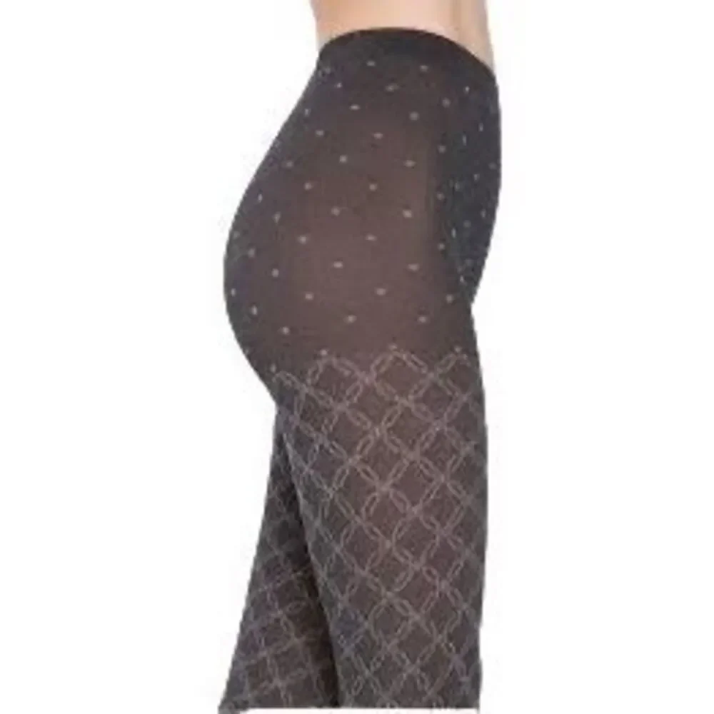 NWT Wolford Cotton Tights 90 Den Mixed Patterns Black Ash S #15038